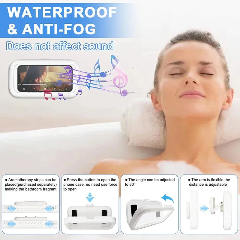 Fixed Universal Waterproof and Anti-fog Mobile Phone Case for Bathroom Shower Phone Holder Waterproof Can Touched Shower Phone