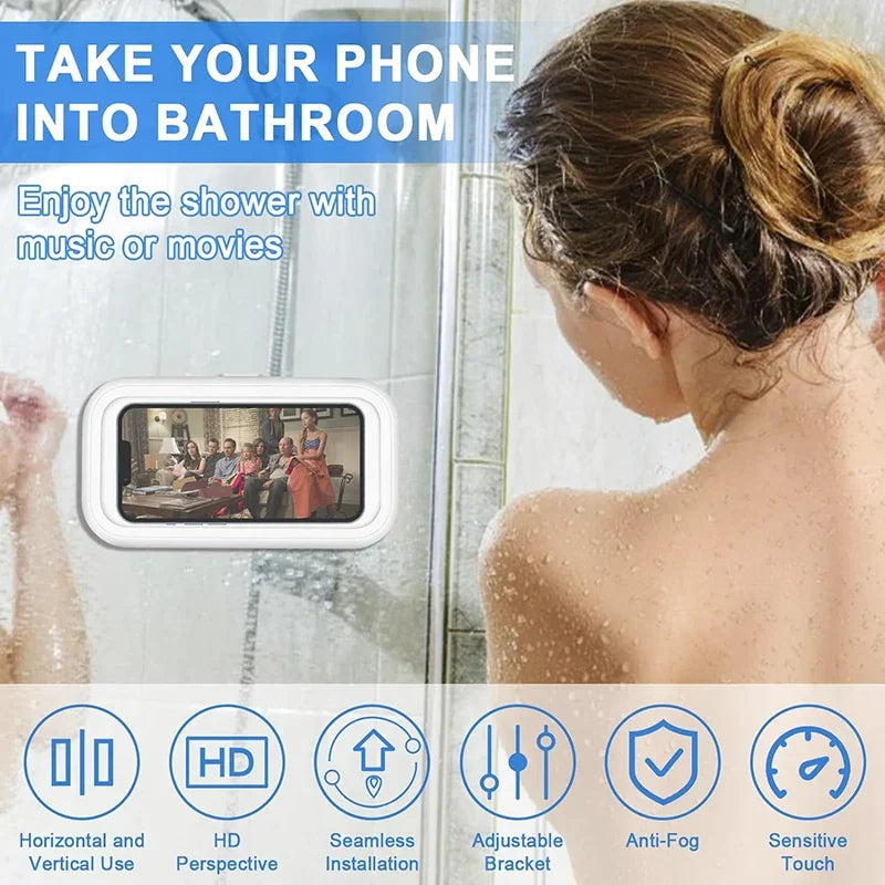 Fixed Universal Waterproof and Anti-fog Mobile Phone Case for Bathroom Shower Phone Holder Waterproof Can Touched Shower Phone